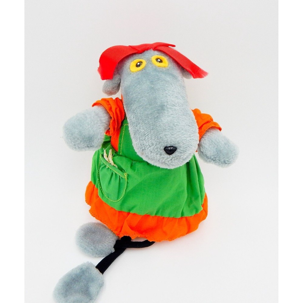 Knickerbocker Periwinkle Grey Mouse Shelf Sitter Plush Stuffed Animal 1978